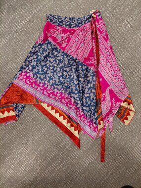 Upcycled Reversible Silk Sari Wrap Skirt One of a Kind Fair Trade Handmade Art